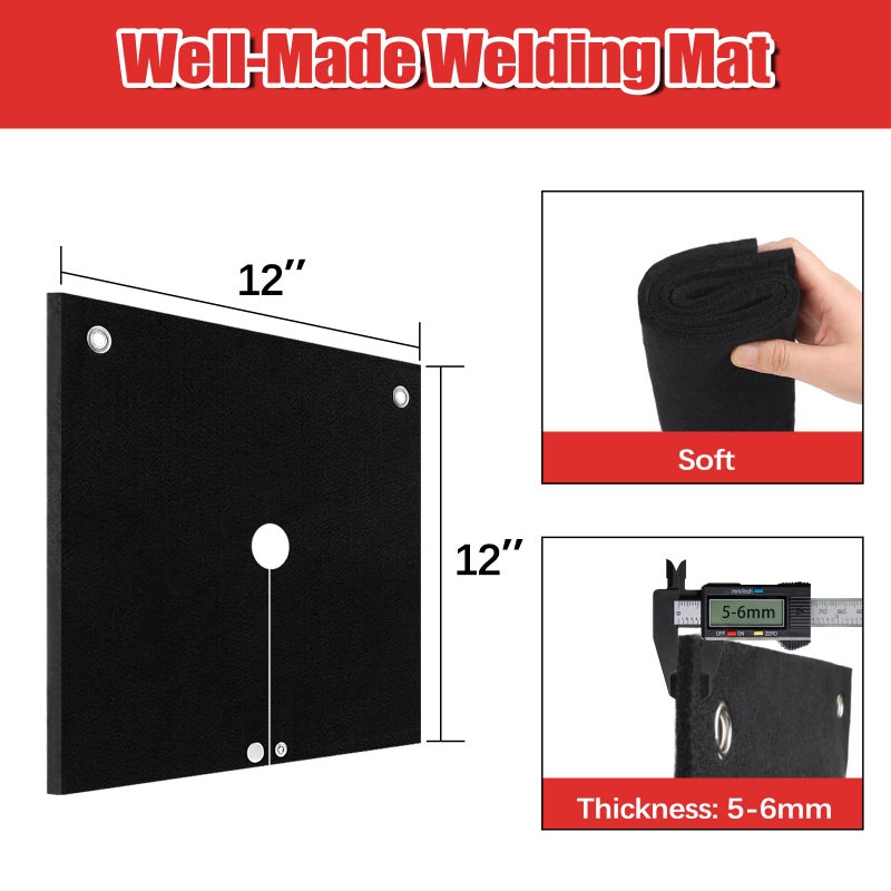 TOHONFOO 20x20x0.2in Welding Blanket Fireproof, 2 Packs 5mm Upgraded Thickened Heat Shield Mat, Brazing Heat Shield for Torch, Welding Pad for Plumbing, Solder Plumbers HVAC Torch Protector - Image 2